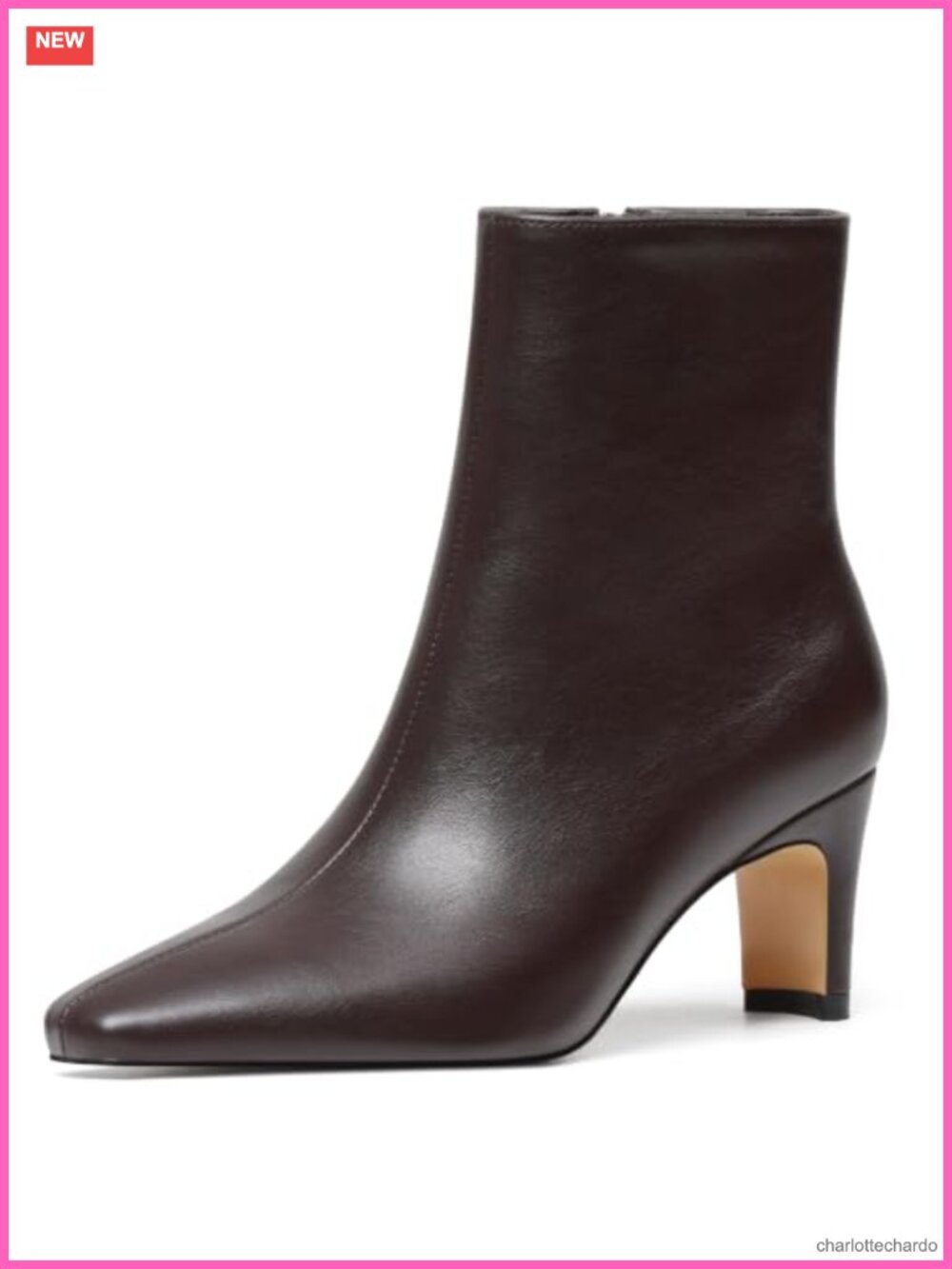 Women's Ankle Boots Square Toe Low Heel Side Zipper Faux Leather Booties